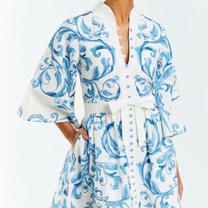 NWT Mestiza New York Carmen Dress Blue Ivory Size 0